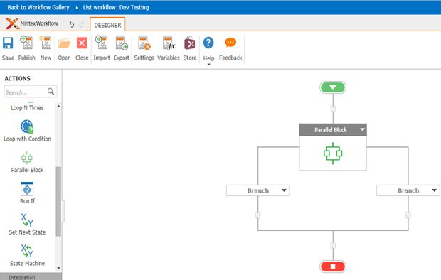 Parallel Block action